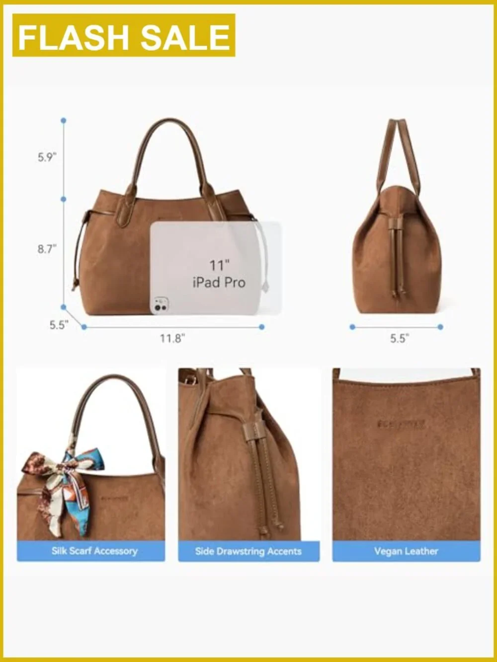 Medium Vegan Leather Satchel Bag with Removable Strap, Lightweight, Fits Laptop